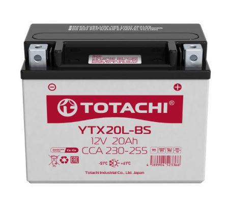Аккумулятор TOTACHI MOTO YTX20L-BS 20 а/ч L AGM